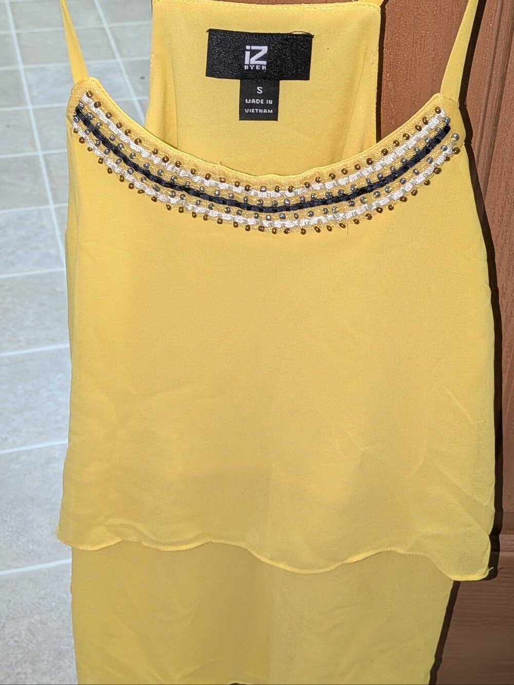 Iz Byer Yellow Mini Skirt with Beaded Trim